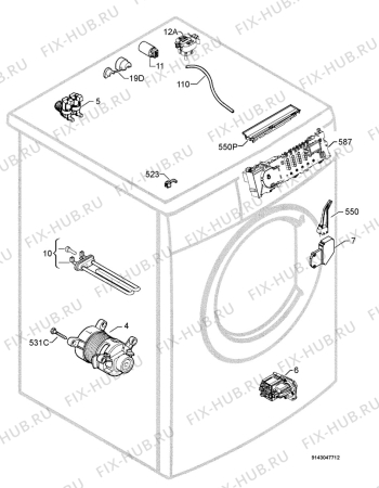 Взрыв-схема стиральной машины Electrolux WA1356F - Схема узла Electrical equipment 268